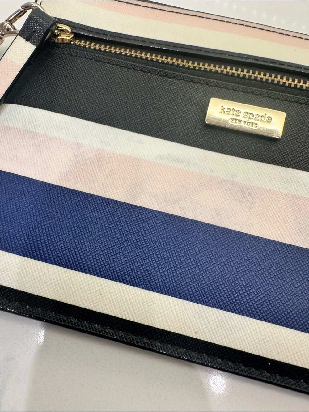 kate spade striped wristlet
